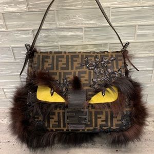 FENDI monster Zucchino Mamma Baguette handbag fur